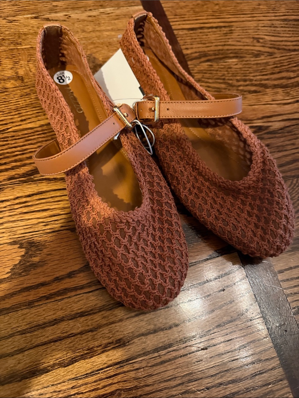 Arezzo Ballerina Woven Mary Jane Flats in Rust 8.5 anthro style